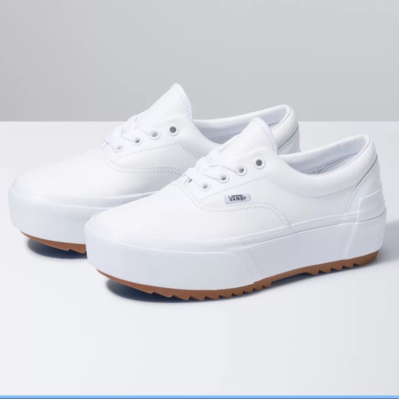 Vans Era Stacked Leather Platform Sneakers: White - Picture 2 of 15
